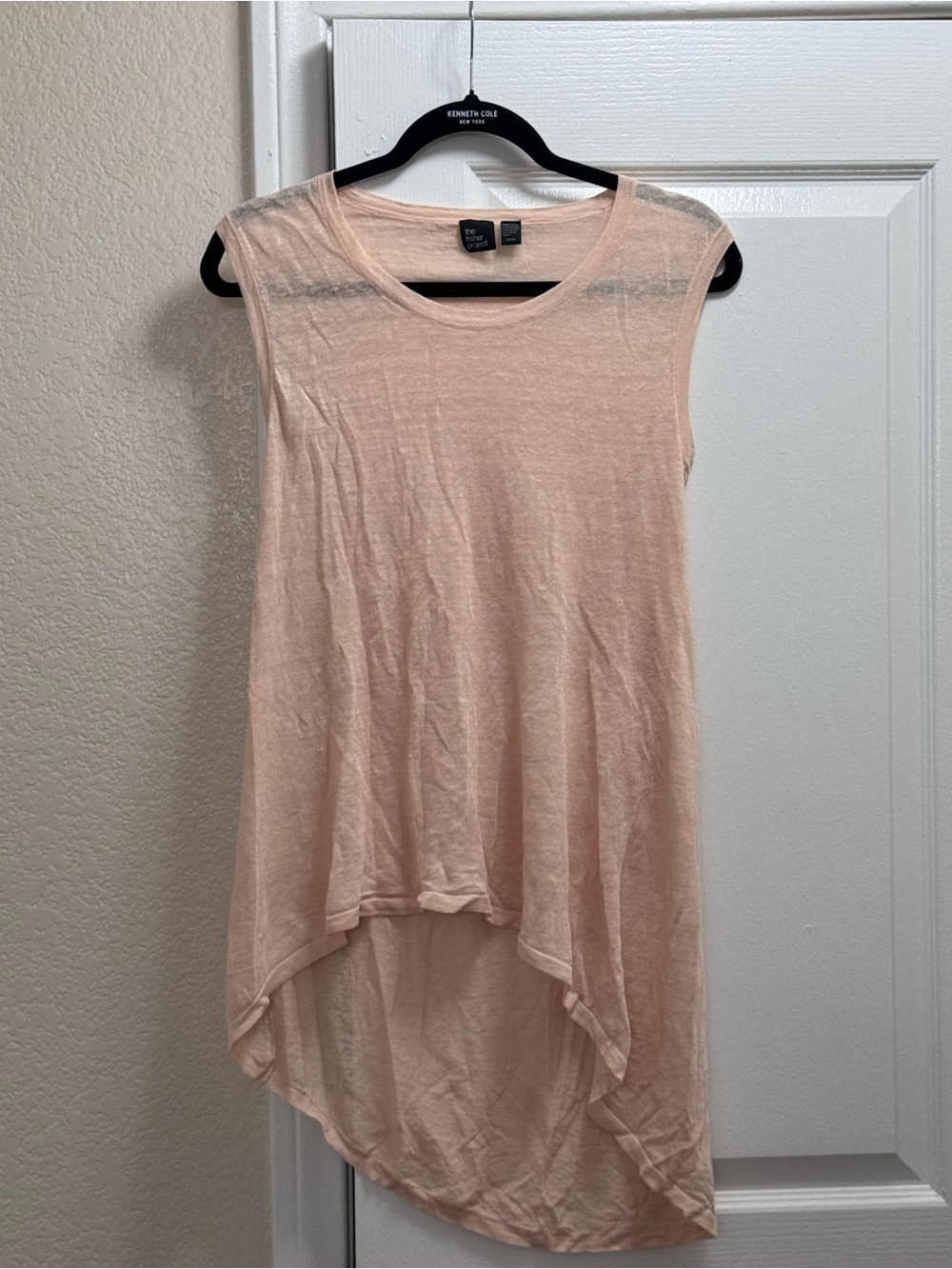 Sleeveless High-Low Tunic Top in Light Peach